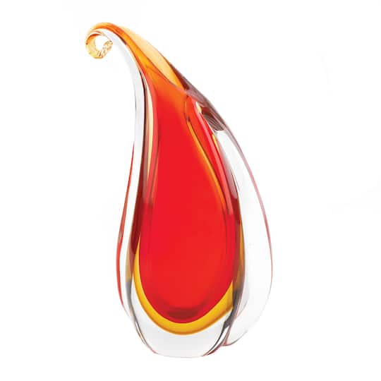 11" Red Curl Art Glass Vase
